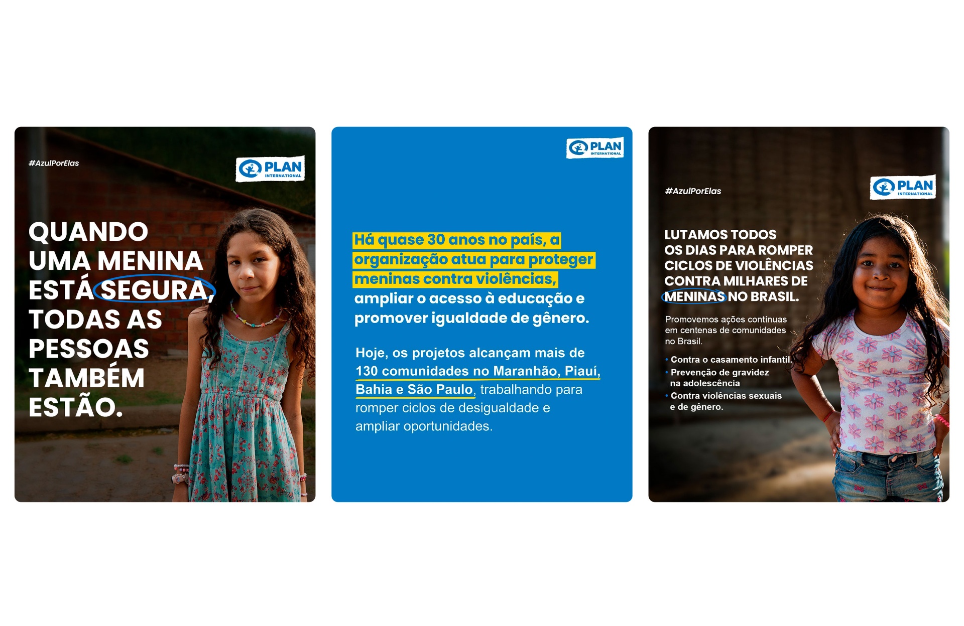 Plan International — peças #AzulPorElas